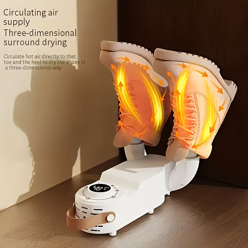 Portable shoe and boot dryer with intelligent thermostat control