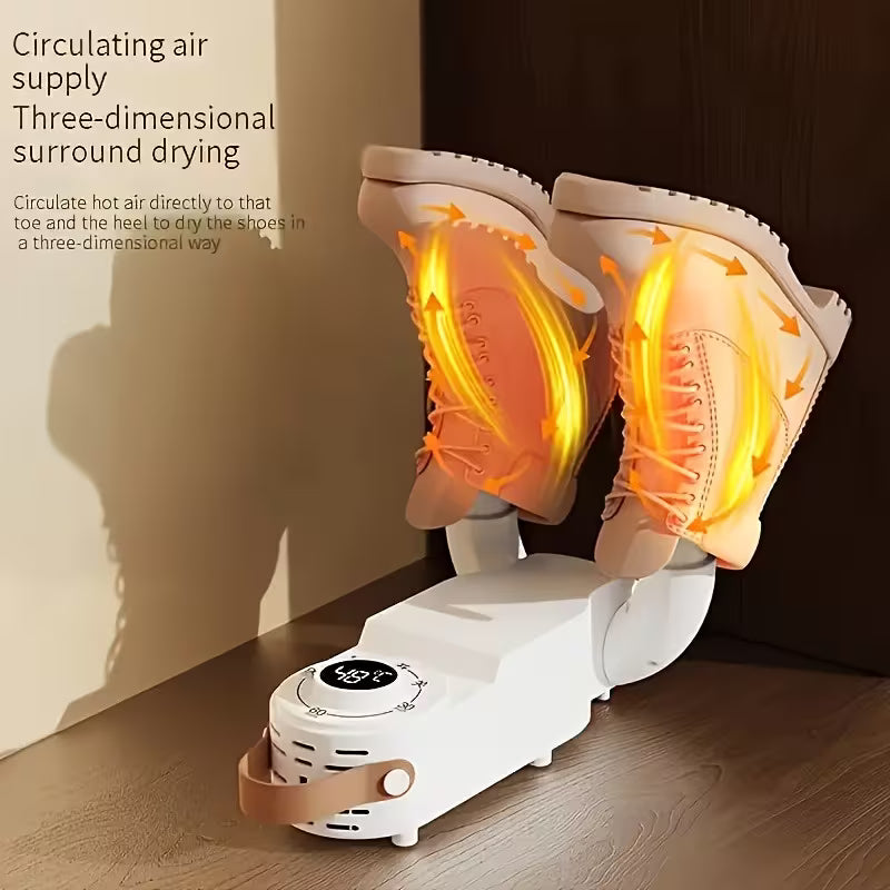 Portable shoe and boot dryer with intelligent thermostat control